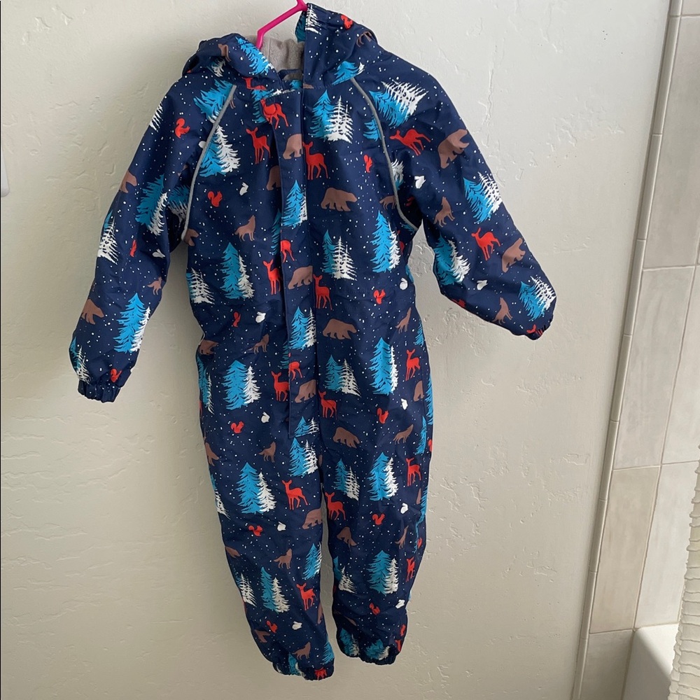Kids Fleece lined Onsie - Blue with Forest Print